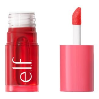 e.l.f. Sheer For It Blush Tint, Multi-Use, Long-Lasting Lip & Cheek Makeup, Creates A Natural Flush Finish, Vegan & Cruelty-Free, Left On Red