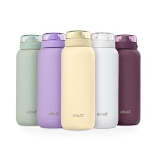 Ello Cooper 22oz Stainless Steel Water Bottle Vacuum Insulated with Straw and Carry Handle, Leak Proof Locking Lid with Soft Silicone Spout, Dishwasher Safe, Butter Yellow