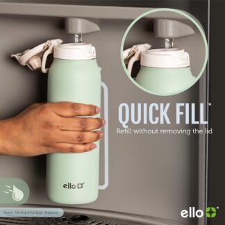 Ello Pop & Fill Stainless Steel Water Bottle with Quick Fill Technology, Double Walled Vacuum Insulated Metal, Leak Proof Locking Lid, Sip & Chug, BPA Free, Holiday Gift for Him...