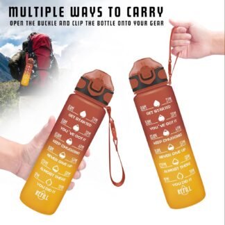 Enerbone 32 oz Drinking Water Bottle with Times to Drink and Straw, Motivational with Carrying Strap, Leakproof BPA & Toxic Free, Ensure You Drink Enough Water for Fitness Gym...