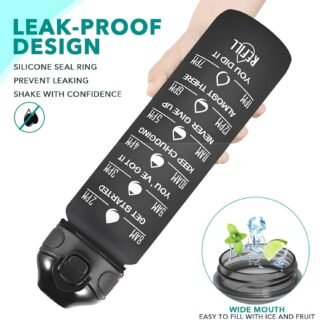 Enerbone 32 oz Drinking Water Bottle with Times to Drink and Straw, Motivational with Carrying Strap, Leakproof BPA & Toxic Free, Ensure You Drink Enough Water for Fitness Gym...