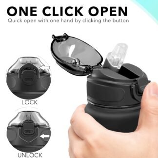 Enerbone 32 oz Drinking Water Bottle with Times to Drink and Straw, Motivational with Carrying Strap, Leakproof BPA & Toxic Free, Ensure You Drink Enough Water for Fitness Gym...