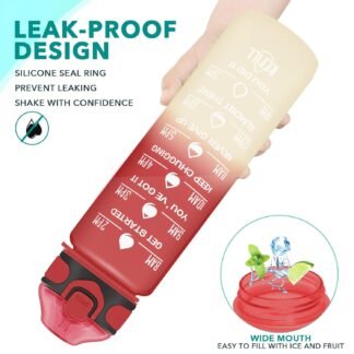 Enerbone 32 oz Drinking Water Bottle with Times to Drink and Straw, Motivational with Carrying Strap, Leakproof BPA & Toxic Free, Ensure You Drink Enough Water for Fitness Gym...
