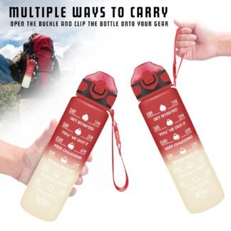 Enerbone 32 oz Drinking Water Bottle with Times to Drink and Straw, Motivational with Carrying Strap, Leakproof BPA & Toxic Free, Ensure You Drink Enough Water for Fitness Gym...