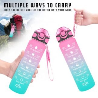Enerbone 32 oz Drinking Water Bottle with Times to Drink and Straw, Motivational with Carrying Strap, Leakproof BPA & Toxic Free, Ensure You Drink Enough Water for Fitness Gym...