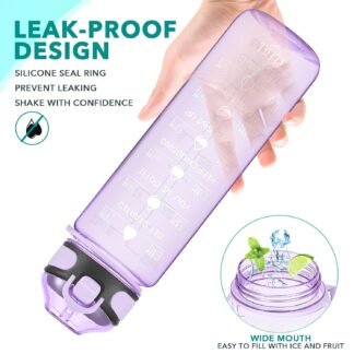 Enerbone 32 oz Water Bottle with Times to Drink and Straw, Motivational Drinking Water Bottles with Carrying Strap, Leakproof BPA & Toxic Free, Ensure You Drink Enough Water for...