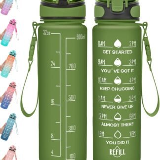 Enerbone 32 oz Water Bottle with Times to Drink and Straw, Motivational Drinking Water Bottles with Carrying Strap, Leakproof BPA & Toxic Free, Ensure You Drink Enough Water for...