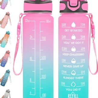 Enerbone 32 oz Water Bottle with Times to Drink and Straw, Motivational Drinking Water Bottles with Carrying Strap, Leakproof BPA & Toxic Free, Ensure You Drink Enough Water for...