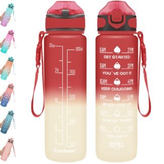 Enerbone 32 oz Water Bottle with Times to Drink and Straw, Motivational Drinking Water Bottles with Carrying Strap, Leakproof BPA & Toxic Free, Ensure You Drink Enough Water for...