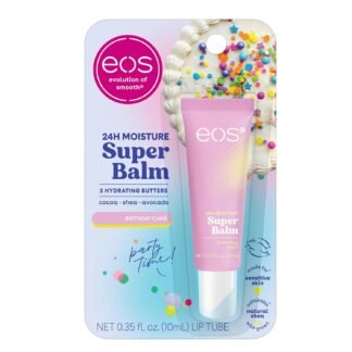 eos 24H Moisture Super Balm - Birthday Cake, Lip Mask, Day or Night Lip Treatment, Made for Sensitive Skin, Nourishing, Shea Butter, 0.35 fl oz