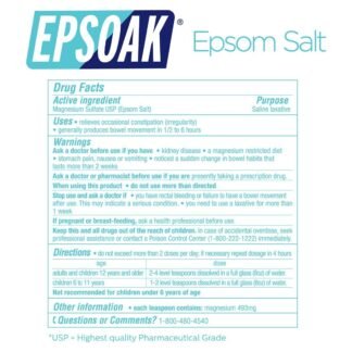 Epsoak Epsom Salt – 10 lb (Two 5 lb Resealable Bags), Magnesium Sulfate USP, Unscented, Made in USA, Perfect for Bath, Spa, and Soaking