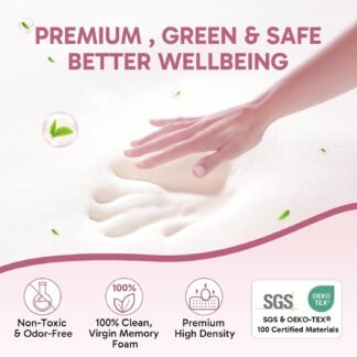 Ergonomic Memory Foam Pillow 2 heights, Cervical Support Relieve Neck Back Pain, Breathable Cool Ice Silk Anti-Wrinkle Cover, SGS Certificates, for Side Back Stomach Sleeper,...