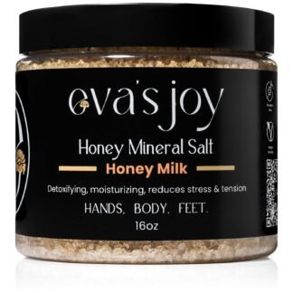 Eva's Joy Honey Milk Mineral Bath and Foot Soak, Made with Epsom Salt Crystals for Relaxation & Soft Skin, Oil-Free, Nourishing, Comforting Soak, 16 oz