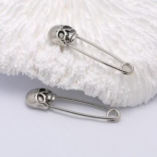 Excepro Nipple Piercing Jewelry Skull Shape Pin Shape 316L Stainless Steel