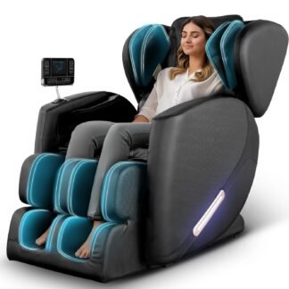 EXQUISLIFE Full Body Massage Chair with Zero Gravity, Massage Chair Recliner with Heating, Airbags, Foot Roller, Touch Screen, Bluetooth Speaker