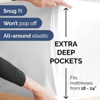 Extra Deep Queen Sheet Set - 6 Piece Breathable and Cooling Sheets - Hotel Luxury Bed Sheets Set - Easy & Secure Fit - Soft, Wrinkle Free and Comfy Sheets Set - White Sheet Set...