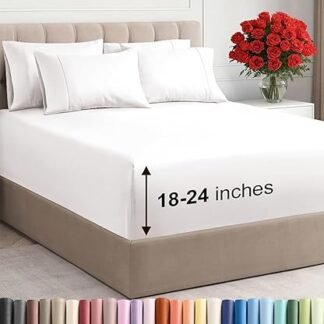 Extra Deep Queen Sheet Set - 6 Piece Breathable and Cooling Sheets - Hotel Luxury Bed Sheets Set - Easy Fit - Soft, Wrinkle Free and Comfy Sheets Set - Antique White Sheet Set...