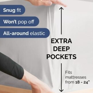 Extra Deep Queen Sheet Set - 6 Piece Breathable and Cooling Sheets - Hotel Luxury Bed Sheets Set - Easy Fit - Soft, Wrinkle Free and Comfy Sheets Set - French Grey Sheet Set...