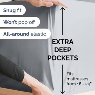 Extra Deep Queen Sheet Set - 6 Piece Breathable & Cooling Sheets - Hotel Luxury Bed Sheets Set - Easy & Secure Fit - Soft, Wrinkle Free & Comfy Sheets Set - Steel Blue Sheet Set...