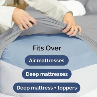 Extra Deep Queen Sheet Set - 6 Piece Breathable & Cooling Sheets - Hotel Luxury Bed Sheets Set - Easy & Secure Fit - Soft, Wrinkle Free & Comfy Sheets Set - Steel Blue Sheet Set...