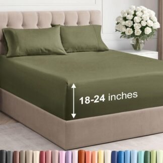 Extra Deep Queen Sheet Set - 6 Piece Breathable & Cooling Sheets - Hotel Luxury Bed Sheets Set - Easy & Secure Fit - Soft, Wrinkle Free & Comfy Sheets Set - Steel Blue Sheet Set...