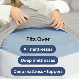 Extra Deep Queen Sheet Set - 6 Piece Breathable & Cooling Sheets - Hotel Luxury Bed Sheets Set - Easy & Secure Fit - Soft, Wrinkle Free & Comfy Sheets Set - Light Grey Sheet Set...