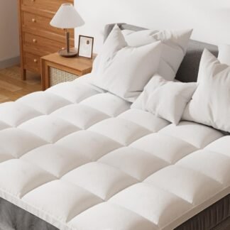 Extra Thick Fitted Mattress Topper - King Size | Soft & Cooling Pillow Top Mattress Pad & Protector | Bed Topper for Back Pain, Straps Stretch 6" to 22" Deep