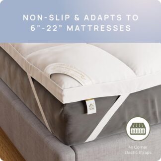 Extra Thick Fitted Mattress Topper - King Size | Soft & Cooling Pillow Top Mattress Pad & Protector | Bed Topper for Back Pain, Straps Stretch 6" to 22" Deep