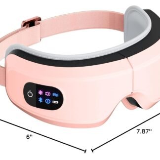 Eye Massager with Airbag Kneading,Constant Temperature Hot Compress, Multi-Frequency Vibration and Bluetooth Music (Pink, Large)