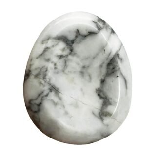 Fekuar Natural White Howlite Turquoise Crystal Thumb Worry Stone, Hand Carved Healing Crystal Teardrop Pocket Stones for Anxiety Stress Relief Meditation