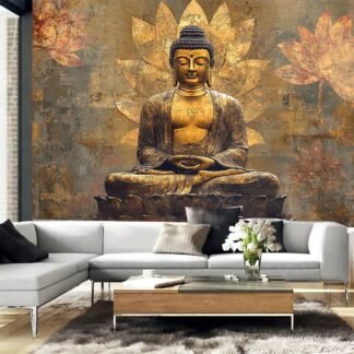 FENDROM Meditation Tapestry,Gloden Buddha Zen Happiness Wall Hanging Large Psychedelic Tapestries Decorations Bedroom Living Room Dorm