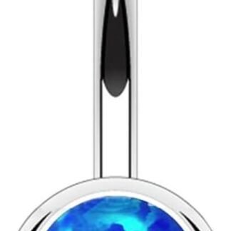 FIFTH CUE Synthetic Opal Set Double Jeweled 316L Surgical Steel Navel Belly Button Ring