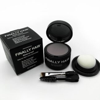 Finally Hair Fiber Concealer - Waterproof Black Hair Loss Solution, Hairline Creator, Eyebrow Enhancer & Beard Filler with Dab-on Shadow Powder