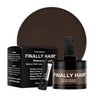 Finally Hair Fiber Concealer - Waterproof Black Hair Loss Solution, Hairline Creator, Eyebrow Enhancer & Beard Filler with Dab-on Shadow Powder