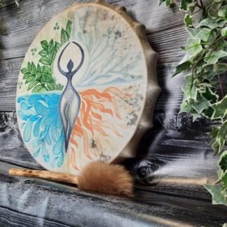 Firlar Hand Drum, 10 Inch Moon Drum With Drum Stick, Alchemy Drum For Spiritual Music, Reflection And Meditation