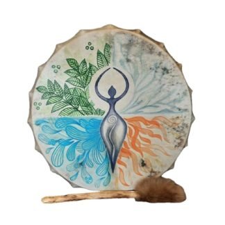Firlar Hand Drum, 10 Inch Moon Drum With Drum Stick, Alchemy Drum For Spiritual Music, Reflection And Meditation