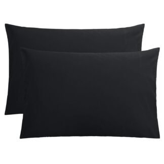 FLXXIE Microfiber Pillow Cases Queen Size Set of 2, Soft Pillowcases with Envelope Closure, Wrinkle Resistant Pillow Covers, 20x30, Black