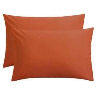 FLXXIE Microfiber Pillow Cases Queen Size Set of 2, Soft Pillowcases with Envelope Closure, Wrinkle Resistant Pillow Covers, 20x30, Burnt Orange
