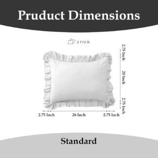 FMLIUY Ruffle Pillow Cases Standard Size Set of 2 –Soft Wrinkle Resistant Brushed Microfiber Ruffled Pillowcases –Envelope Pillow Shams Cover Festive Gift for Hotels,Guest Rooms...