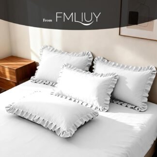 FMLIUY Ruffle Pillow Cases Standard Size Set of 2 –Soft Wrinkle Resistant Brushed Microfiber Ruffled Pillowcases –Envelope Pillow Shams Cover Festive Gift for Hotels,Guest Rooms...