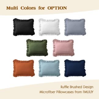 FMLIUY Ruffle Pillow Cases Standard Size Set of 2 –Soft Wrinkle Resistant Brushed Microfiber Ruffled Pillowcases –Envelope Pillow Shams Cover Festive Gift for Hotels,Guest Rooms...