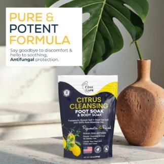 FOOT CURE Citrus Detox Foot Soak with Epsom Salts – for Foot Callus, Da​​​​maged Toenail Appearance, Pedicure Spa, and Soothing Sore, Tired Feet - 16 oz (Pack of 1)