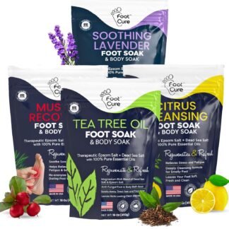 FOOT CURE Foot Soak with Epsom Salts – All-Natural Blend for Relaxing Foot Care – Softens Calluses & Refreshes Feet – Invigorating Scent, Spa Pedicure – 16 oz (Pack of 1)