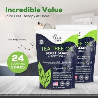 FOOT CURE Tea Tree Oil Foot Soak with Epsom Salt - Best Toenail Fungus Treatment, Athletes Foot & Softens Calluses - Soothes Sore & Tired Feet, Fungal Toe, Foot Odor Scent, Spa...