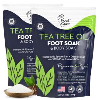 FOOT CURE Tea Tree Oil Foot Soak with Epsom Salt - Best Toenail Fungus Treatment, Athletes Foot & Softens Calluses - Soothes Sore & Tired Feet, Fungal Toe, Foot Odor Scent, Spa...