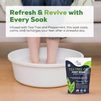 FOOT CURE Tea Tree Oil Foot Soak with Epsom Salt - Best Toenail Fungus Treatment, Athletes Foot & Softens Calluses - Soothes Sore & Tired Feet, Fungal Toe, Foot Odor Scent, Spa...