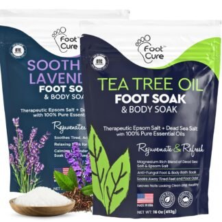 FOOT CURE Tea Tree Oil Foot Soak with Epsom Salt - Best Toenail Fungus Treatment, Athletes Foot & Softens Calluses - Soothes Sore & Tired Feet, Fungal Toe, Foot Odor Scent, Spa...