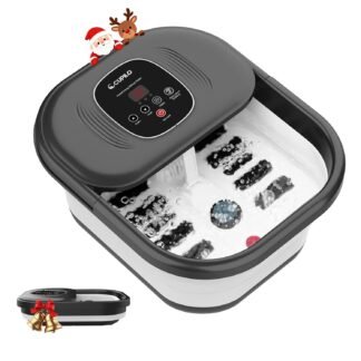 Foot Spa Bath Massager with Heat, Collapsible Foot Massager Spa Soaking Tub with Bubbles, Red Light, Pumice Stone, and Shiatsu Massage Rollers, Pedicure Foot Spa for Relaxation,...