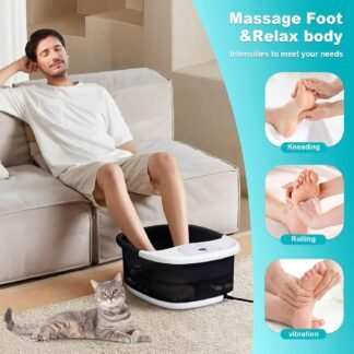 Foot Spa Bath Massager with Heat, Foot Bath with 22 Massage Rollers, Temperature Control, Jets, Bubbles, Epsom Salt and Vibration, Pedicure Foot Spa for Relaxation - Black