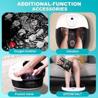 Foot Spa Bath Massager with Heat, Foot Bath with 22 Massage Rollers, Temperature Control, Jets, Bubbles, Epsom Salt and Vibration, Pedicure Foot Spa for Relaxation - Black